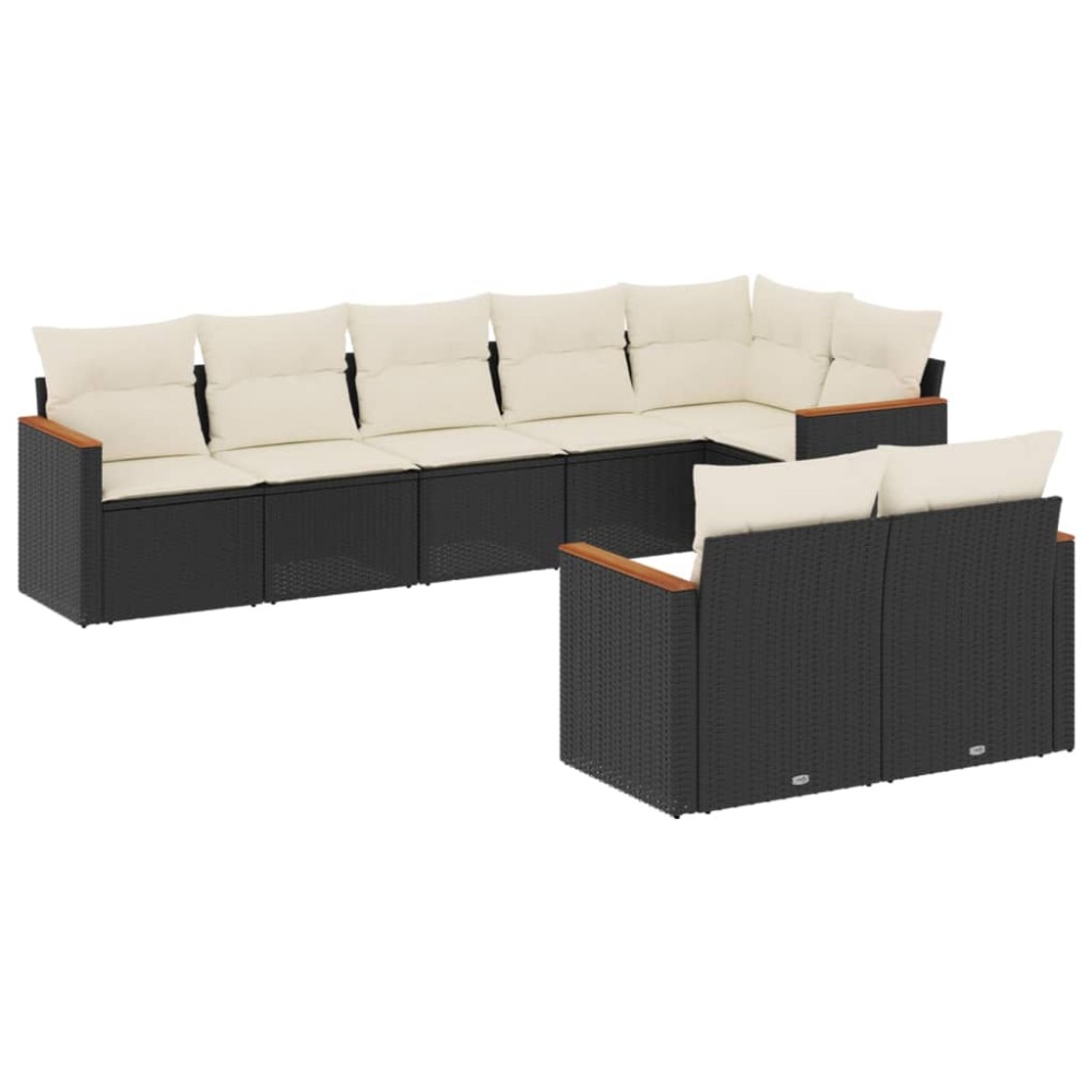 vidaXL Set mobilier de grădină cu perne, 8 piese, negru, poliratan