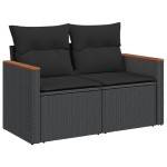 vidaXL Set mobilier de grădină cu perne, 9 piese, negru, poliratan