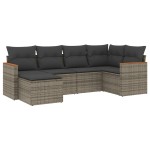 vidaXL Set mobilier grădină cu perne, 6 piese, gri, poliratan