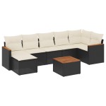vidaXL Set mobilier de grădină cu perne, 8 piese, negru, poliratan vidaXL Set mobilier de grădină cu perne, 8 piese, negru, poliratan