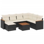 vidaXL Set mobilier de grădină cu perne, 8 piese, negru, poliratan vidaXL Set mobilier de grădină cu perne, 8 piese, negru, poliratan