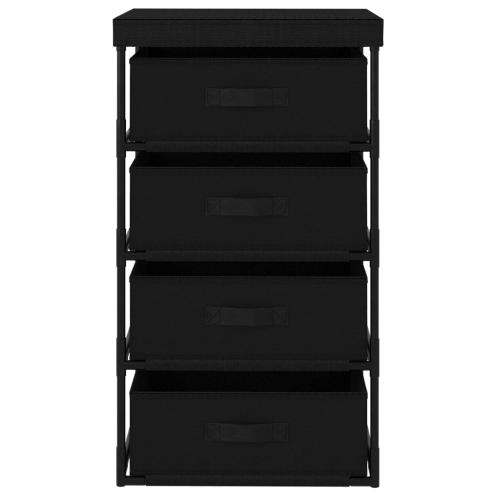 vidaXL Raft de depozitare cu 4 coșuri textile, negru, oțel
