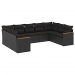 vidaXL Set mobilier de grădină cu perne, 9 piese, negru, poliratan vidaXL Set mobilier de grădină cu perne, 9 piese, negru, poliratan