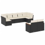vidaXL Set mobilier de grădină cu perne, 9 piese, negru, poliratan vidaXL Set mobilier de grădină cu perne, 9 piese, negru, poliratan
