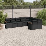 vidaXL Set mobilier de grădină cu perne, 9 piese, negru, poliratan vidaXL Set mobilier de grădină cu perne, 9 piese, negru, poliratan
