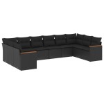 vidaXL Set canapele de grădină cu perne, 10 piese, negru, poliratan