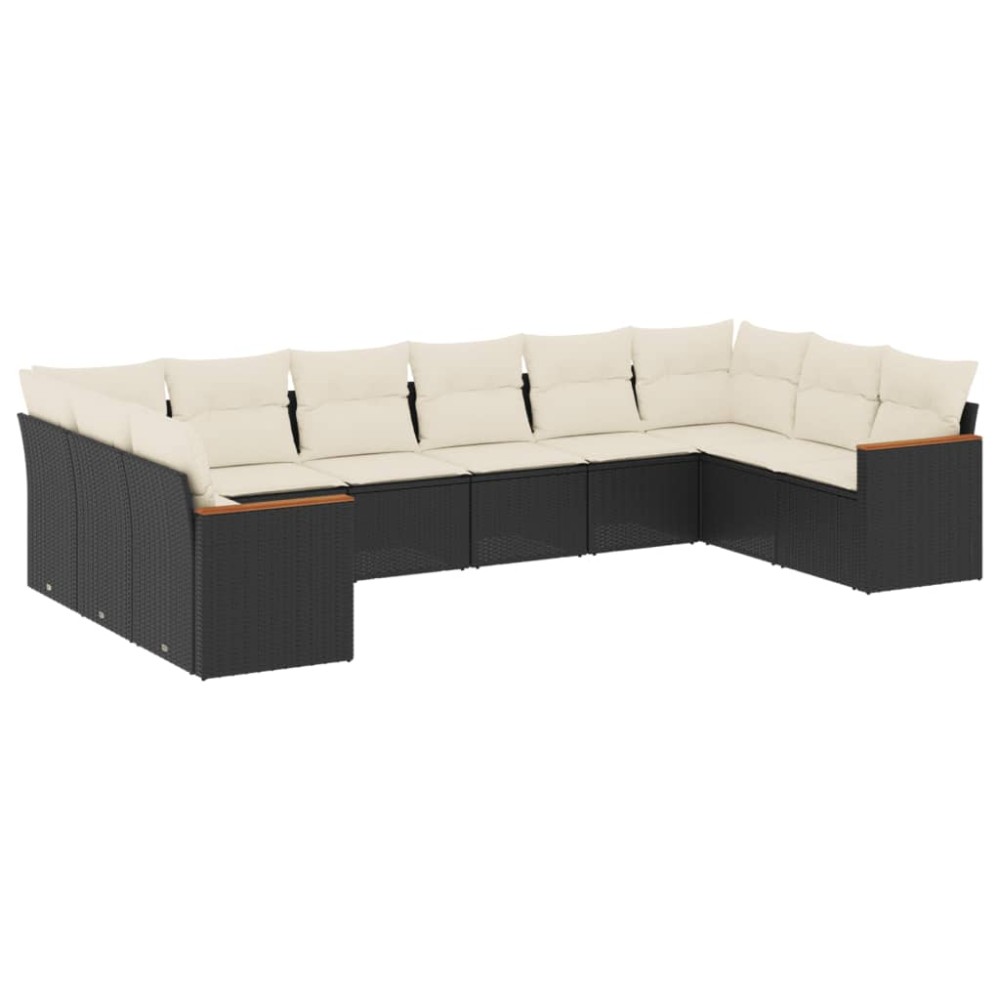 vidaXL Set canapele de grădină cu perne, 10 piese, negru, poliratan
