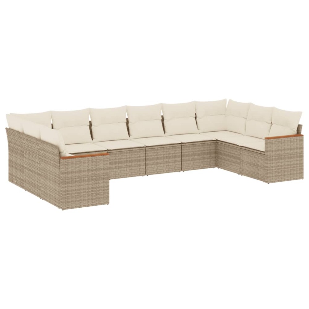 vidaXL Set canapele de grădină cu perne, 10 piese, bej, poliratan