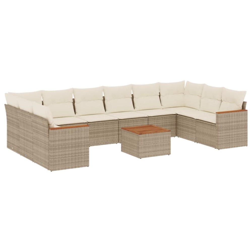 vidaXL Set canapele de grădină cu perne, 11 piese, bej, poliratan