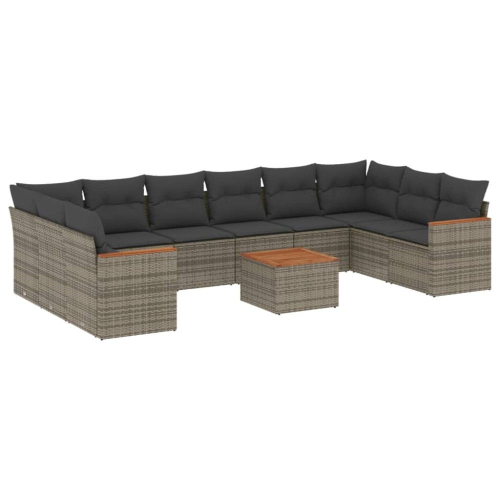 vidaXL Set canapele de grădină cu perne, 11 piese, gri, poliratan