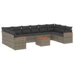 vidaXL Set canapele de grădină cu perne, 11 piese, gri, poliratan vidaXL Set canapele de grădină cu perne, 11 piese, gri, poliratan