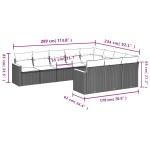 vidaXL Set canapele de grădină cu perne, 10 piese, negru, poliratan