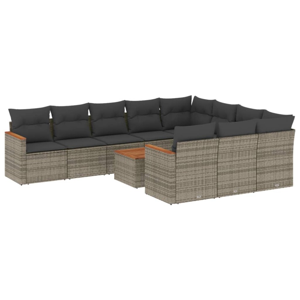 vidaXL Set canapele de grădină cu perne, 11 piese, gri, poliratan