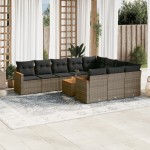vidaXL Set canapele de grădină cu perne, 11 piese, gri, poliratan vidaXL Set canapele de grădină cu perne, 11 piese, gri, poliratan