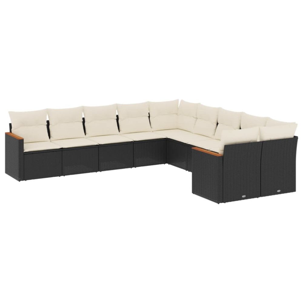 vidaXL Set canapele de grădină cu perne, 10 piese, negru, poliratan
