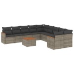 vidaXL Set canapele de grădină cu perne, 11 piese, gri, poliratan