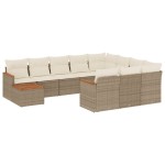 vidaXL Set canapele de grădină cu perne, 11 piese, bej, poliratan vidaXL Set canapele de grădină cu perne, 11 piese, bej, poliratan