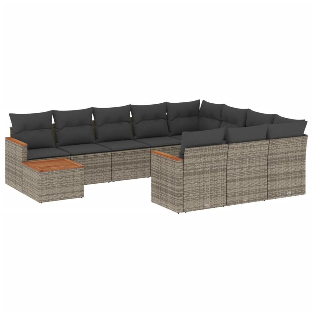 vidaXL Set canapele de grădină cu perne, 11 piese, gri, poliratan