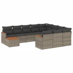 vidaXL Set canapele de grădină cu perne, 11 piese, gri, poliratan