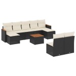 vidaXL Set canapele de grădină cu perne, 10 piese, negru, poliratan