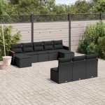 vidaXL Set canapele de grădină cu perne, 10 piese, negru, poliratan vidaXL Set canapele de grădină cu perne, 10 piese, negru, poliratan