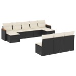 vidaXL Set canapele de grădină cu perne, 10 piese, negru, poliratan vidaXL Set canapele de grădină cu perne, 10 piese, negru, poliratan