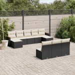 vidaXL Set canapele de grădină cu perne, 10 piese, negru, poliratan vidaXL Set canapele de grădină cu perne, 10 piese, negru, poliratan