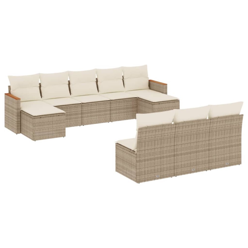 vidaXL Set canapele de grădină cu perne, 10 piese, bej, poliratan