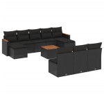 vidaXL Set canapele de grădină cu perne, 11 piese, negru, poliratan vidaXL Set canapele de grădină cu perne, 11 piese, negru, poliratan