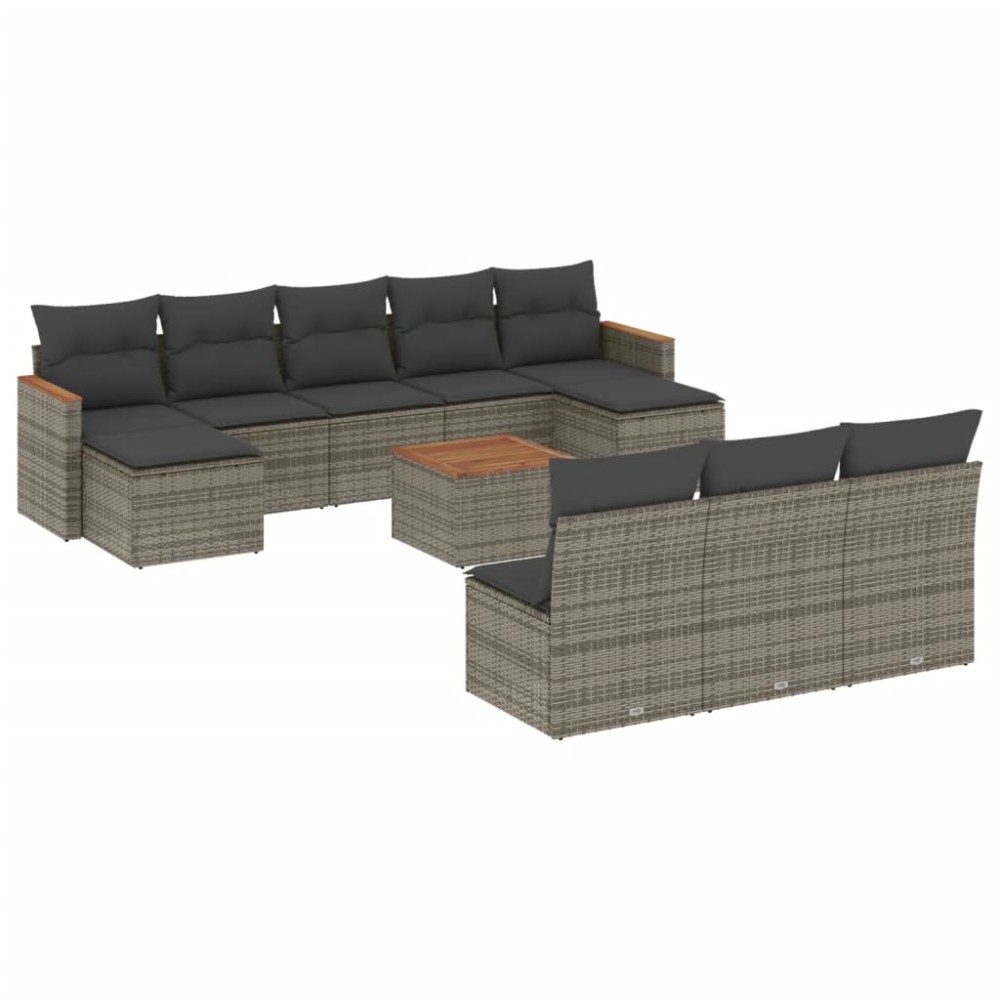 vidaXL Set canapele de grădină cu perne, 11 piese, gri, poliratan