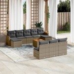 vidaXL Set canapele de grădină cu perne, 11 piese, gri, poliratan vidaXL Set canapele de grădină cu perne, 11 piese, gri, poliratan