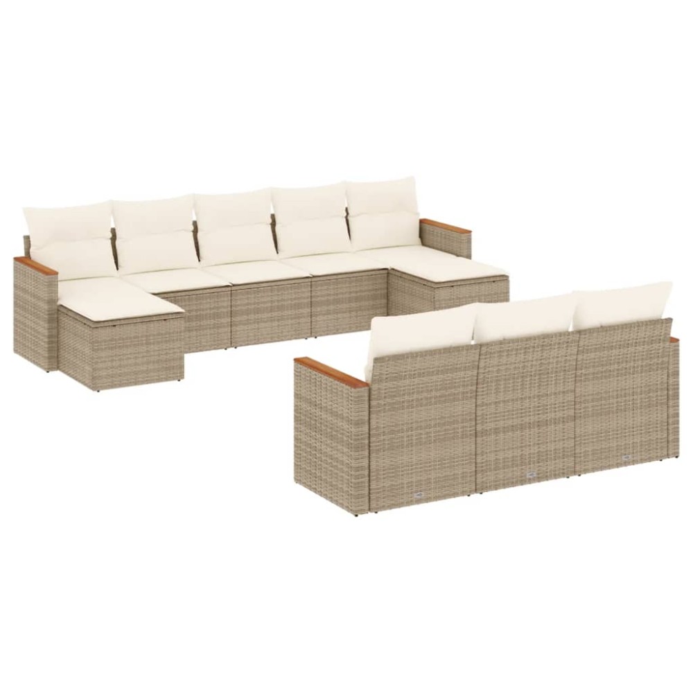 vidaXL Set canapele de grădină cu perne, 10 piese, bej, poliratan