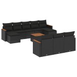 vidaXL Set canapele de grădină cu perne, 11 piese, negru, poliratan