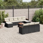 vidaXL Set canapele de grădină cu perne, 11 piese, negru, poliratan vidaXL Set canapele de grădină cu perne, 11 piese, negru, poliratan