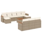 vidaXL Set canapele de grădină cu perne, 11 piese, bej, poliratan
