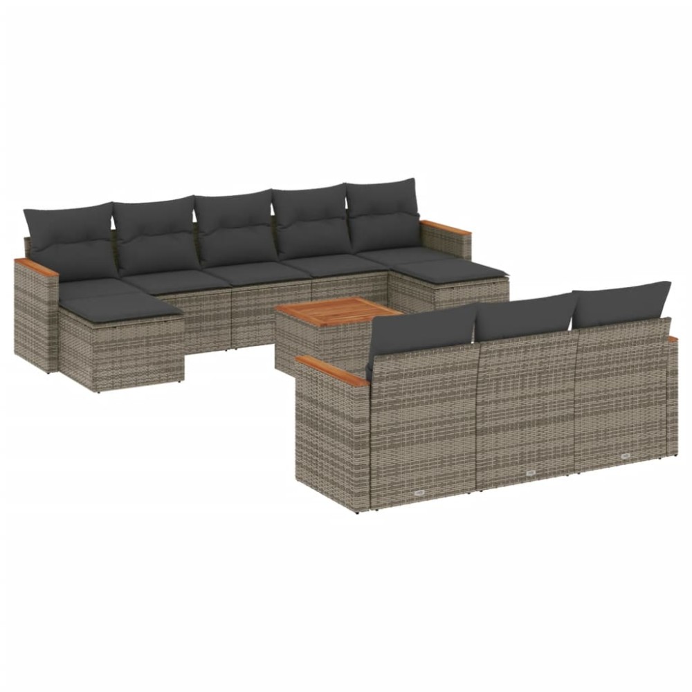 vidaXL Set canapele de grădină cu perne, 11 piese, gri, poliratan