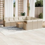 vidaXL Set canapele de grădină cu perne, 12 piese, bej, poliratan vidaXL Set canapele de grădină cu perne, 12 piese, bej, poliratan