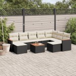 vidaXL Set canapele de grădină cu perne, 10 piese, negru, poliratan vidaXL Set canapele de grădină cu perne, 10 piese, negru, poliratan