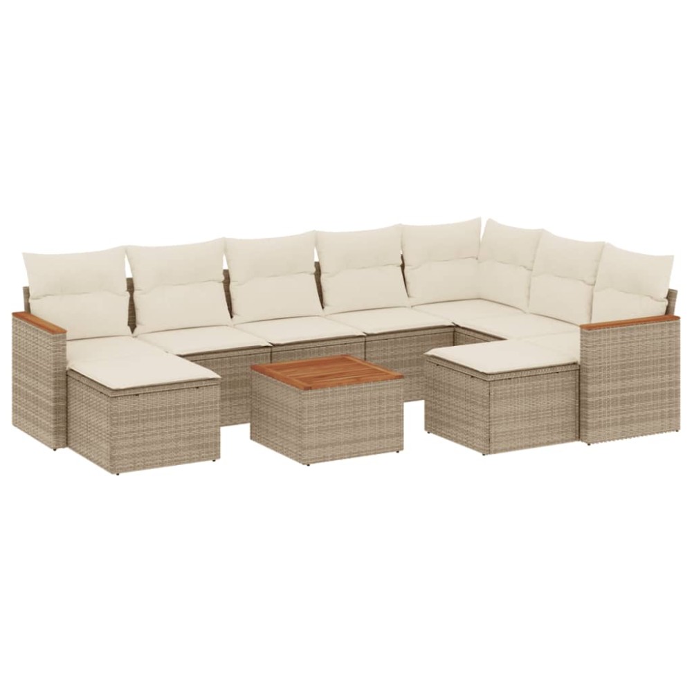 vidaXL Set canapele de grădină cu perne, 10 piese, bej, poliratan