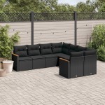 vidaXL Set mobilier de grădină cu perne, 8 piese, negru, poliratan