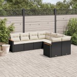 vidaXL Set mobilier de grădină cu perne, 8 piese, negru, poliratan vidaXL Set mobilier de grădină cu perne, 8 piese, negru, poliratan