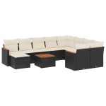 vidaXL Set canapele de grădină cu perne, 11 piese, negru, poliratan vidaXL Set canapele de grădină cu perne, 11 piese, negru, poliratan