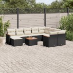 vidaXL Set canapele de grădină cu perne, 11 piese, negru, poliratan vidaXL Set canapele de grădină cu perne, 11 piese, negru, poliratan