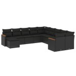 vidaXL Set canapele de grădină cu perne, 11 piese, negru, poliratan