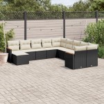 vidaXL Set canapele de grădină cu perne, 11 piese, negru, poliratan vidaXL Set canapele de grădină cu perne, 11 piese, negru, poliratan
