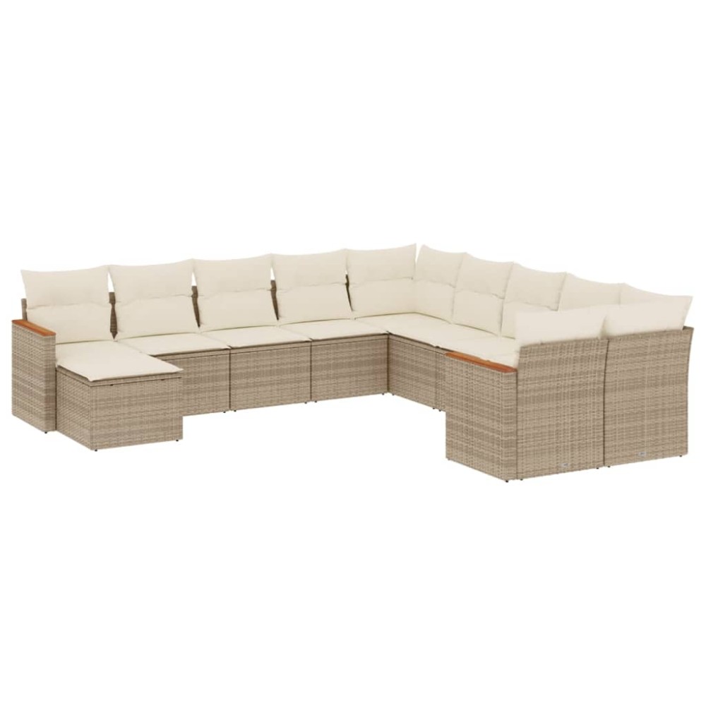 vidaXL Set canapele de grădină cu perne, 11 piese, bej, poliratan