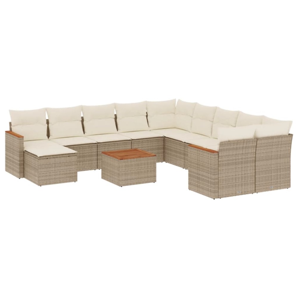 vidaXL Set canapele de grădină cu perne, 12 piese, bej, poliratan