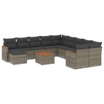 vidaXL Set canapea de grădină cu perne, 12 piese, gri, poliratan vidaXL Set canapea de grădină cu perne, 12 piese, gri, poliratan