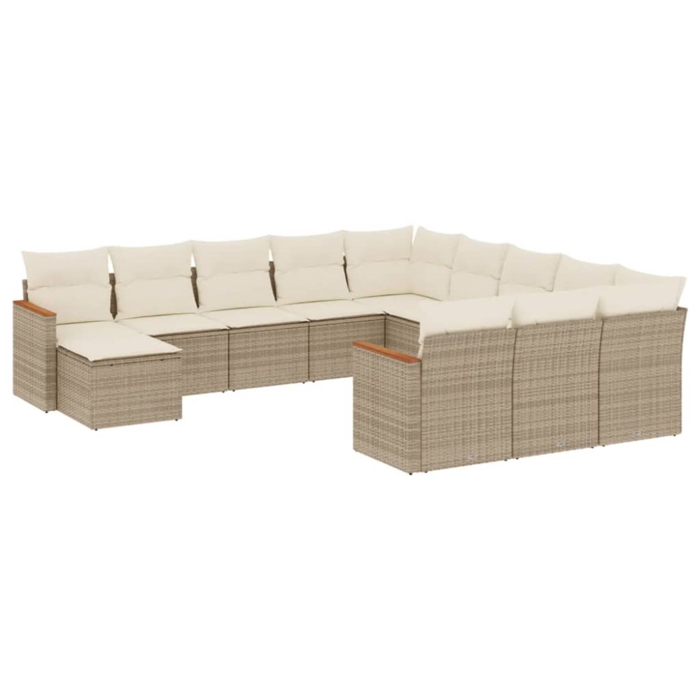 vidaXL Set canapele de grădină cu perne, 12 piese, bej, poliratan