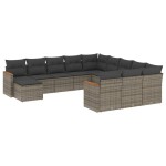 vidaXL Set canapea de grădină cu perne, 12 piese, gri, poliratan vidaXL Set canapea de grădină cu perne, 12 piese, gri, poliratan